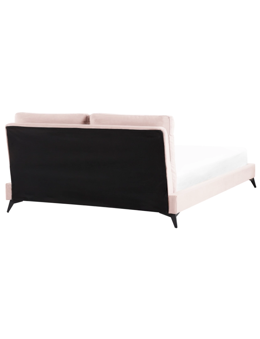 imagem de Cama de casal em veludo rosa 160 x 200 cm MELLE5