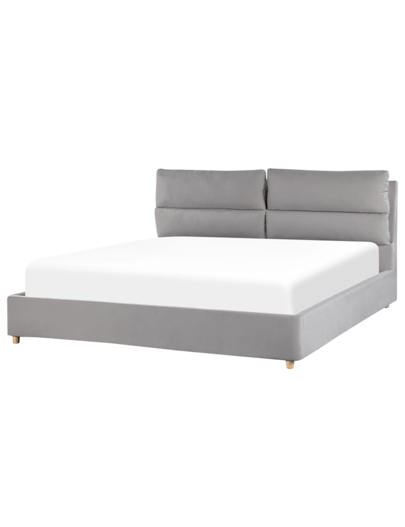 imagem de Cama de casal com arrumação em veludo cinzento claro 180 x 200 cm BATILLY4