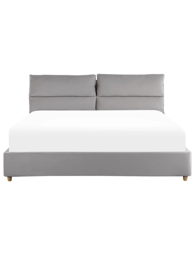 imagem de Cama de casal com arrumação em veludo cinzento claro 180 x 200 cm BATILLY5