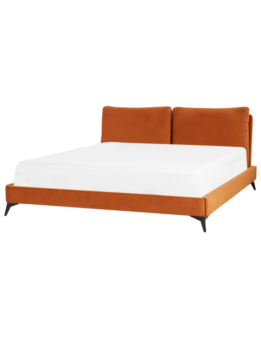 imagem de Cama de casal em veludo laranja 180 x 200 cm MELLE2