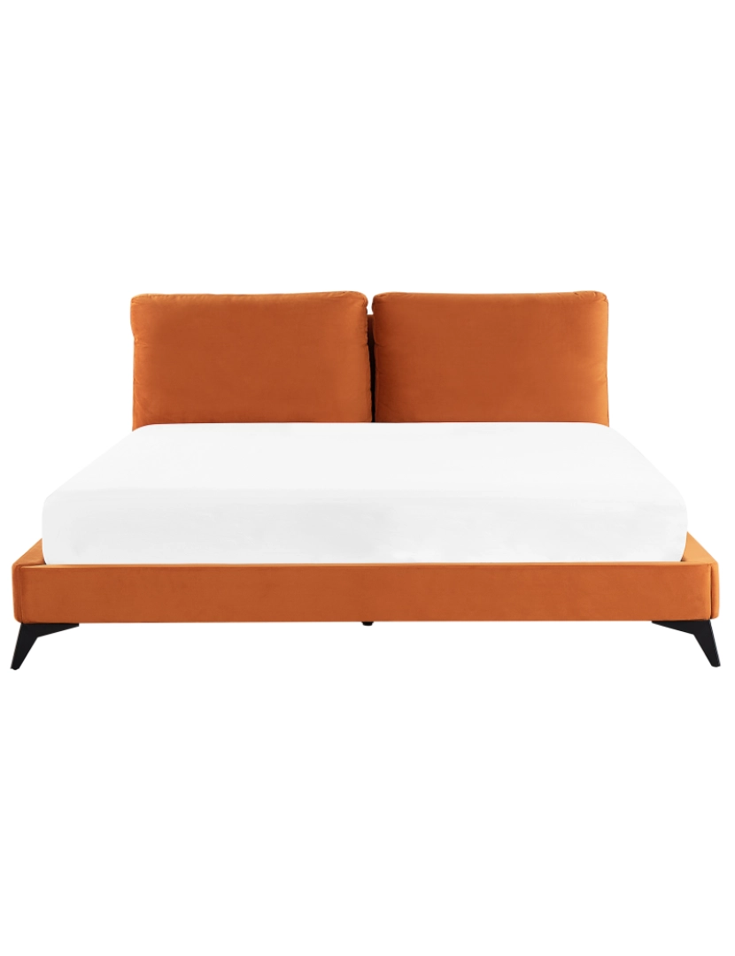 imagem de Cama de casal em veludo laranja 180 x 200 cm MELLE4