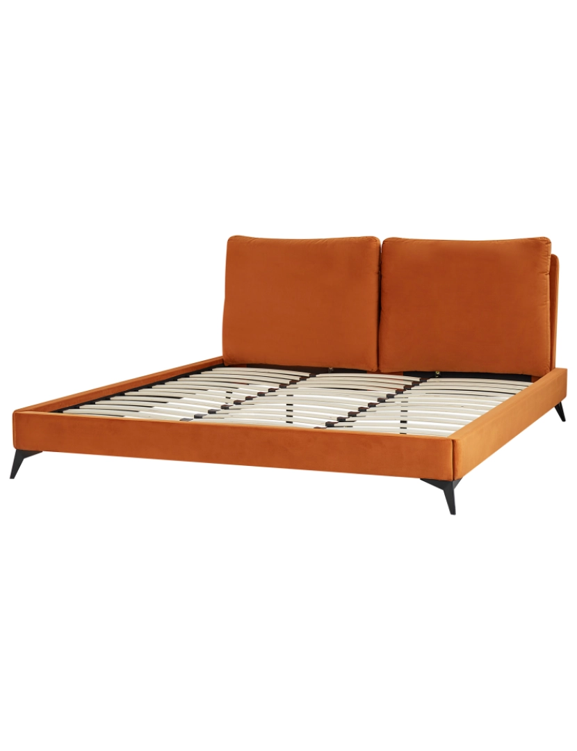 imagem de Cama de casal em veludo laranja 180 x 200 cm MELLE6