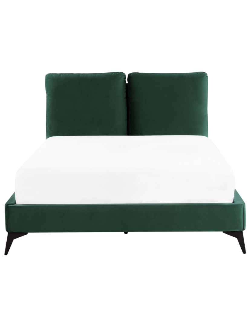 imagem de Cama de casal em veludo verde esmeralda 140 x 200 cm MELLE4