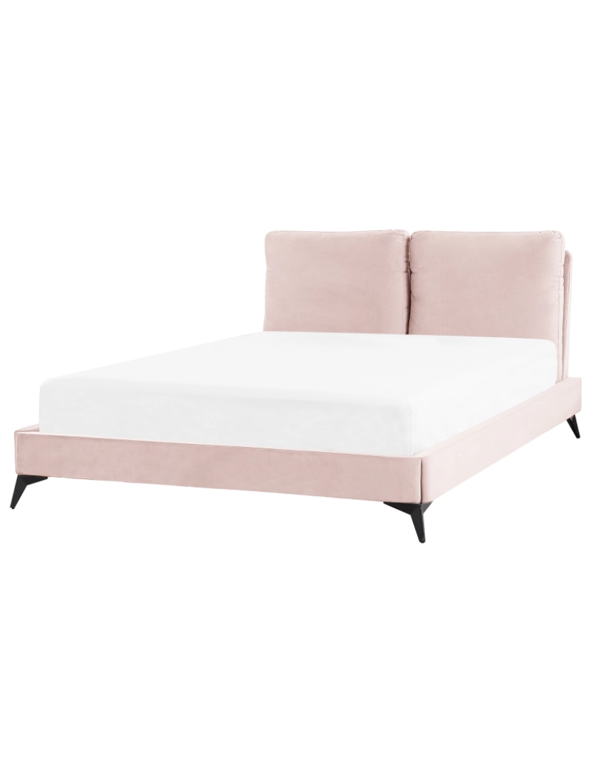 imagem de Cama de casal em veludo rosa 140 x 200 cm MELLE2