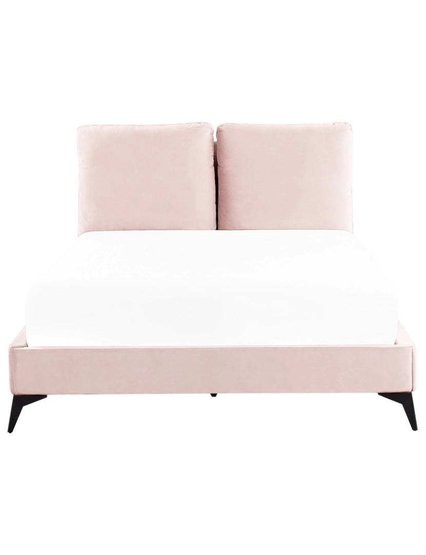 imagem de Cama de casal em veludo rosa 140 x 200 cm MELLE4