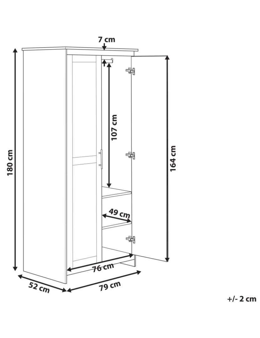 imagem de Roupeiro com 2 portas branco 180 cm SELLIN2