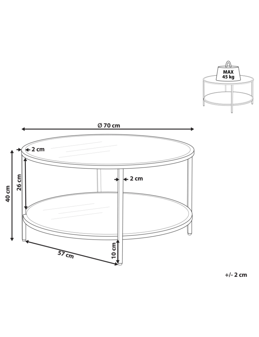 imagem de Mesa de centro dourada com tampo de vidro ⌀ 70 cm BIRNEY3