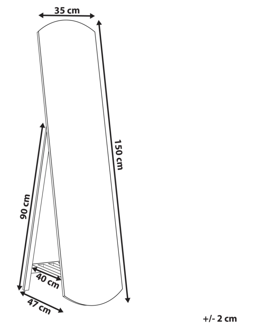 imagem de Espelho de pé castanho claro 35 x 150 cm CHERBOURG3