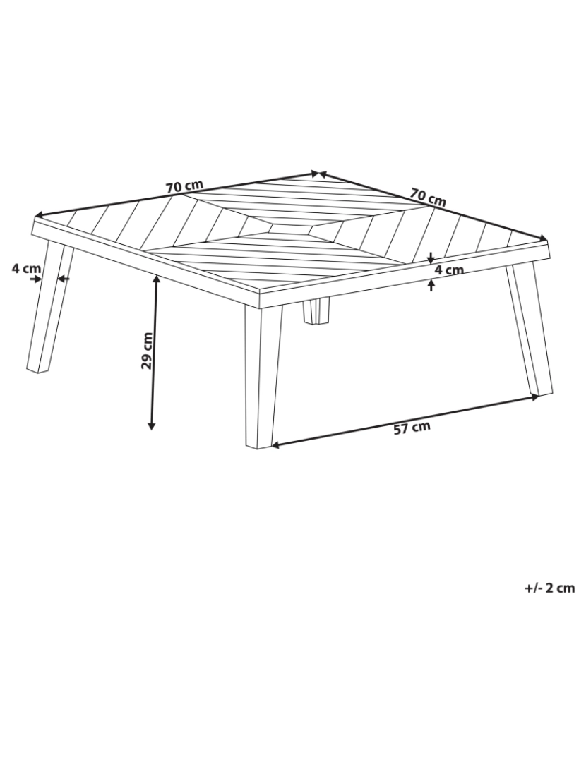 Beliani - Mesa de centro para jardim em madeira de acácia 70 x 70 cm BARATTI