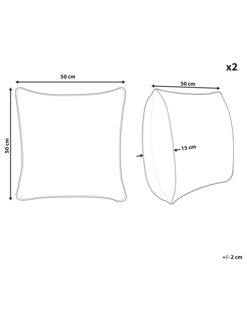 Beliani - Conjunto de 2 almofadas Algodão Prateado OUJDA 50 x 50 cm