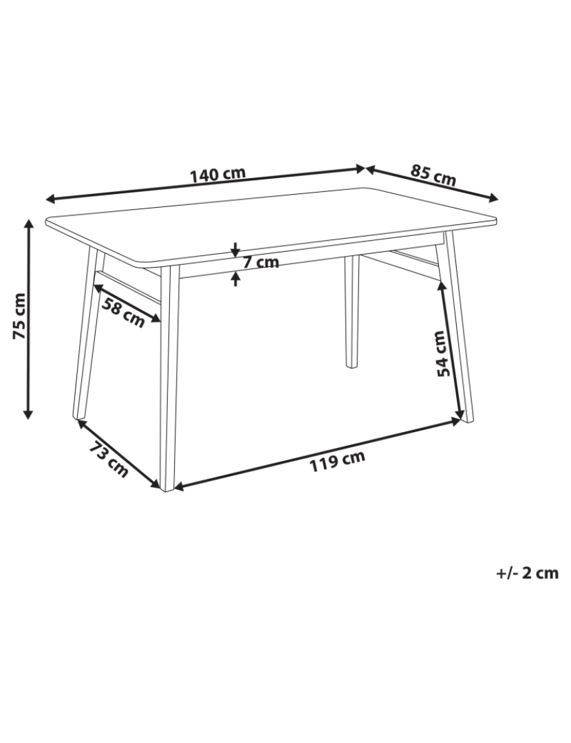 Beliani - Mesa de jantar em madeira escura de seringueira 140 x 85 cm VENTERA