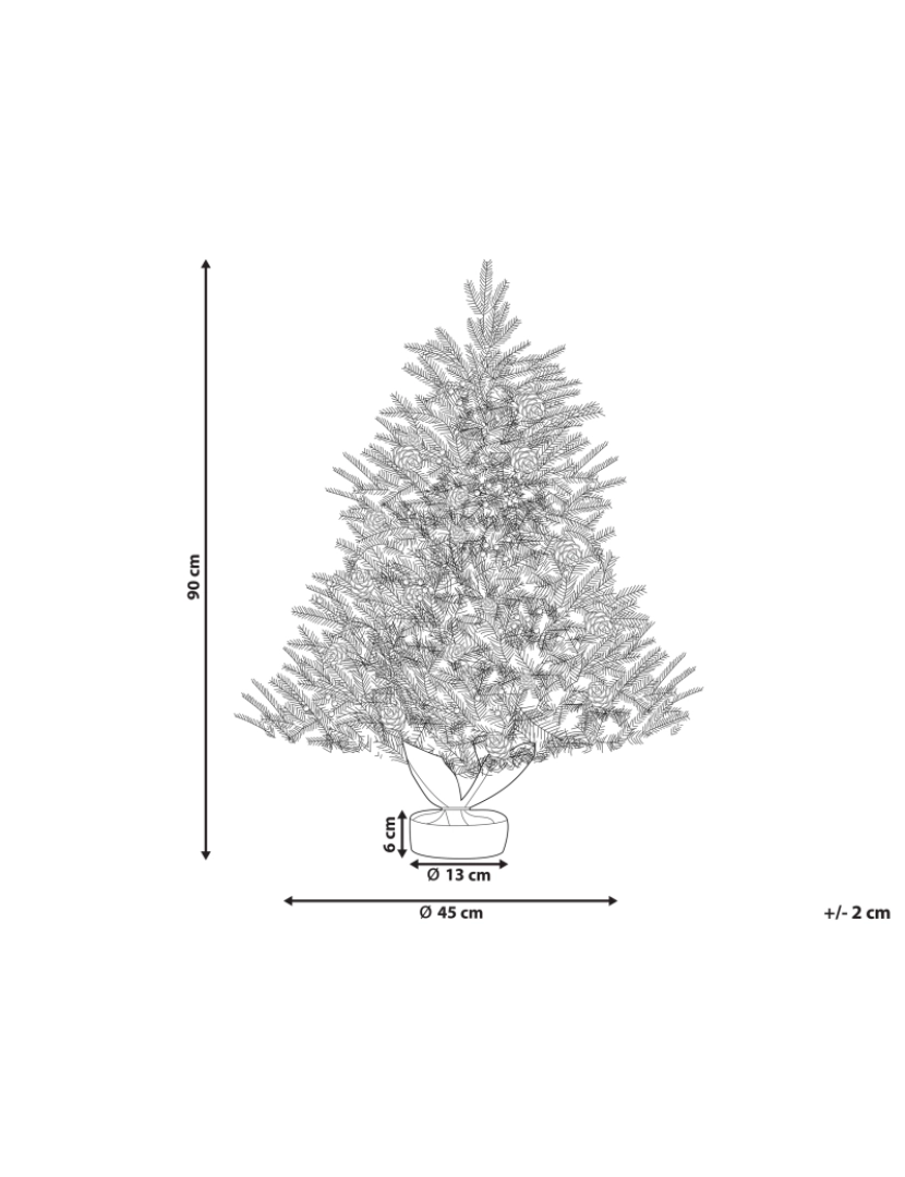 Beliani - Árvore de natal com iluminação em pano de juta 90 cm branca MALIGNE