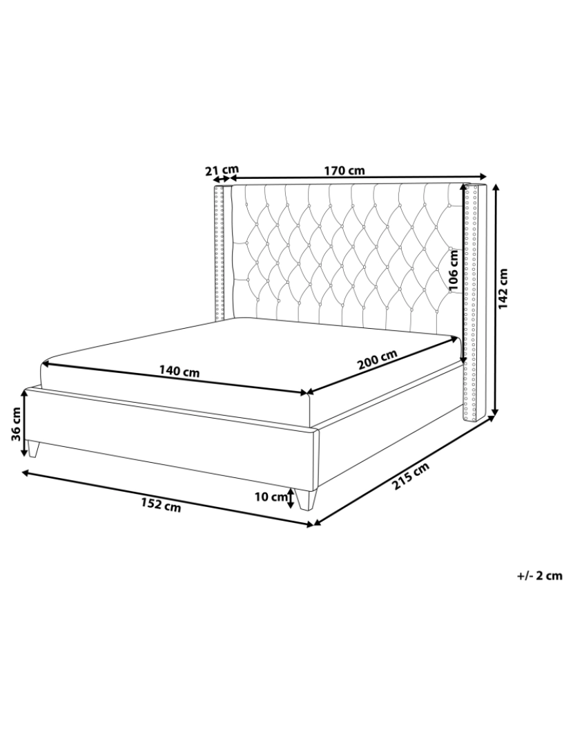 Beliani - Cama de casal em veludo preto 140 x 200 cm LUBBON