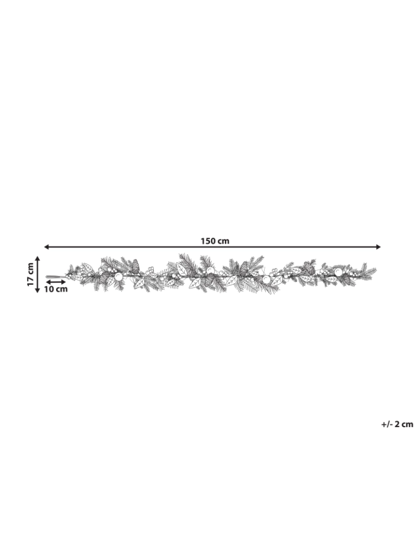 Beliani - Guirlanda de Natal verde e prateada 150 cm LLEIDA