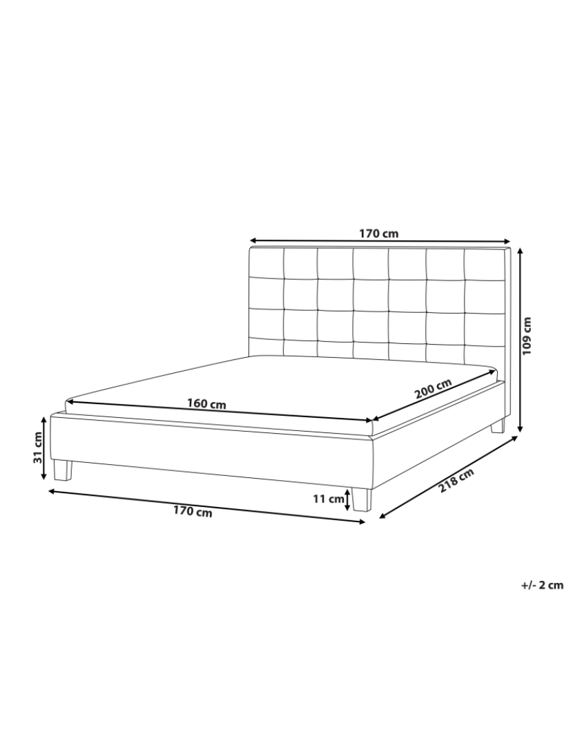 Beliani - Cama de casal em tecido creme 160 x 200 cm LA ROCHELLE