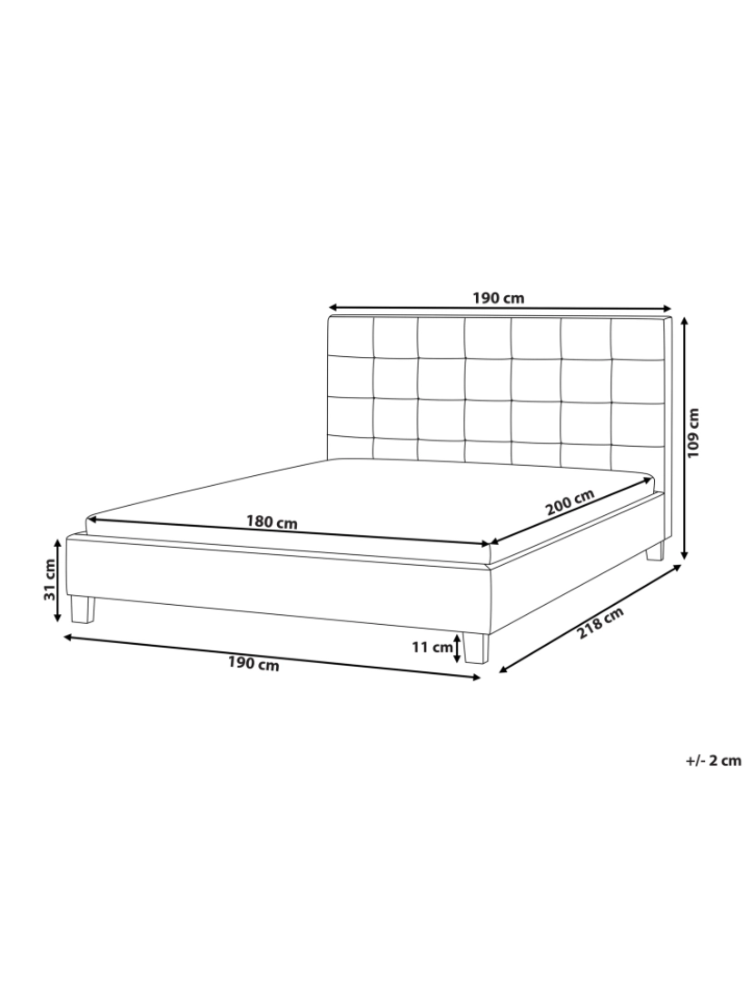 Beliani - Cama de casal em tecido castanho 180 x 200 cm LA ROCHELLE