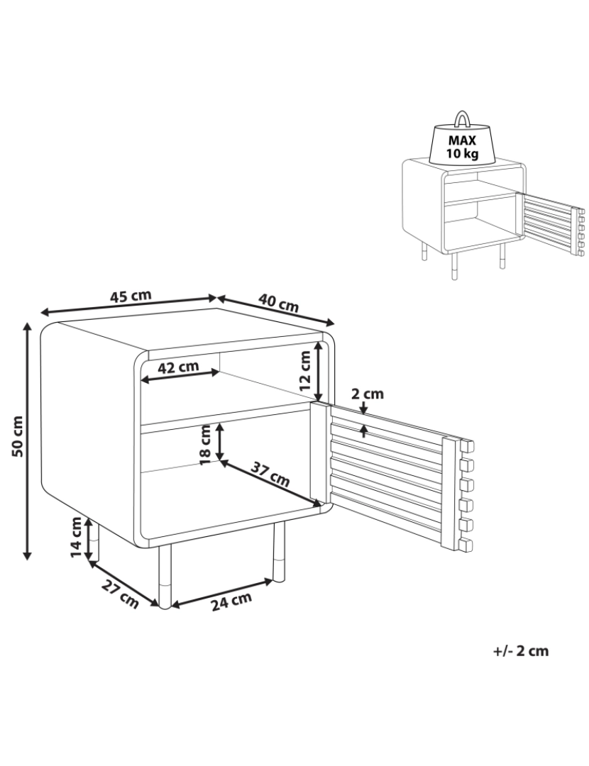 Beliani - Mesa de cabeceira Branco RIFLE