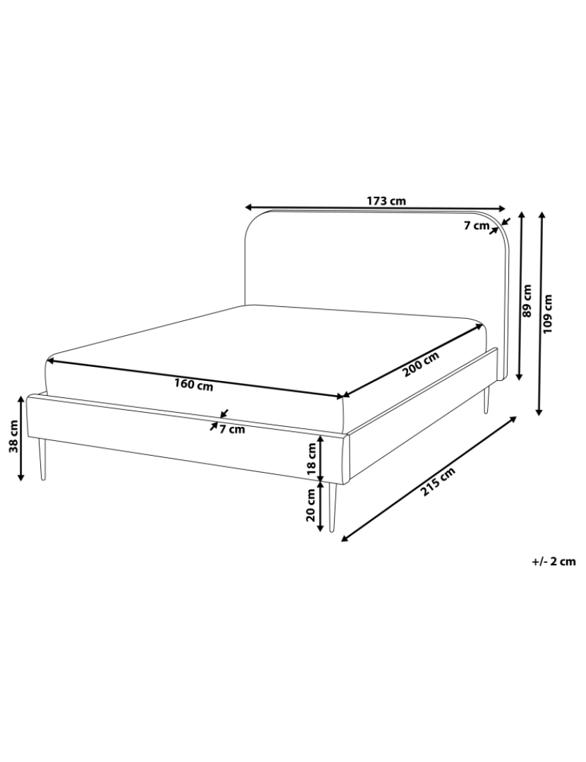 Beliani - Cama de casal em veludo azul marinho 160 x 200 cm FLAYAT