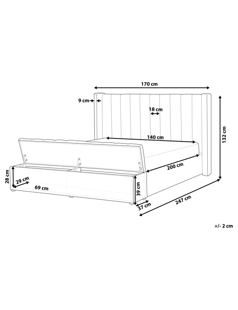 Beliani - Cama de casal com arrumação em veludo verde menta 140 x 200 cm NOYERS