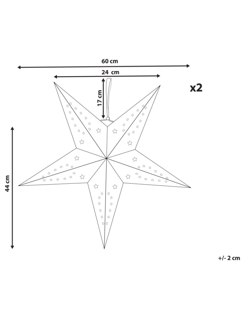 imagem de Conjunto de 2 estrelas de papel com LED em branco brilhante 60 cm MOTTI1