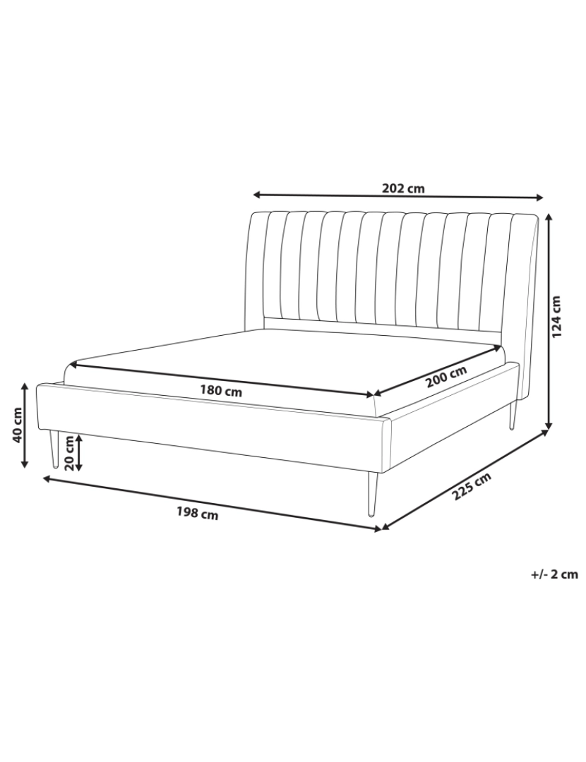 imagem de Cama de casal em veludo cor de areia 180 x 200 cm MARVILLE1