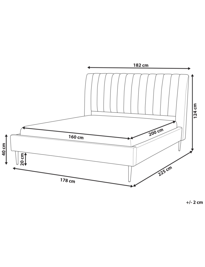 imagem de Cama de casal em veludo verde esmeralda 160 x 200 cm MARVILLE1