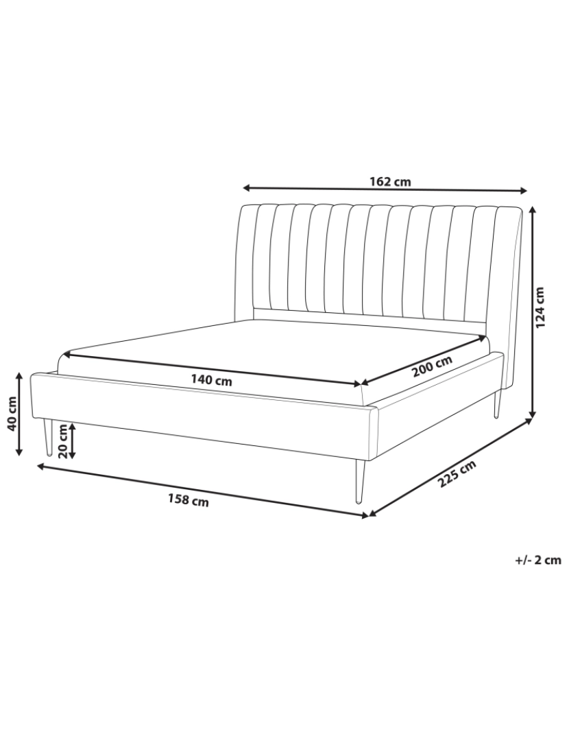 imagem de Cama de casal em veludo azul marinho 140 x 200 cm MARVILLE1