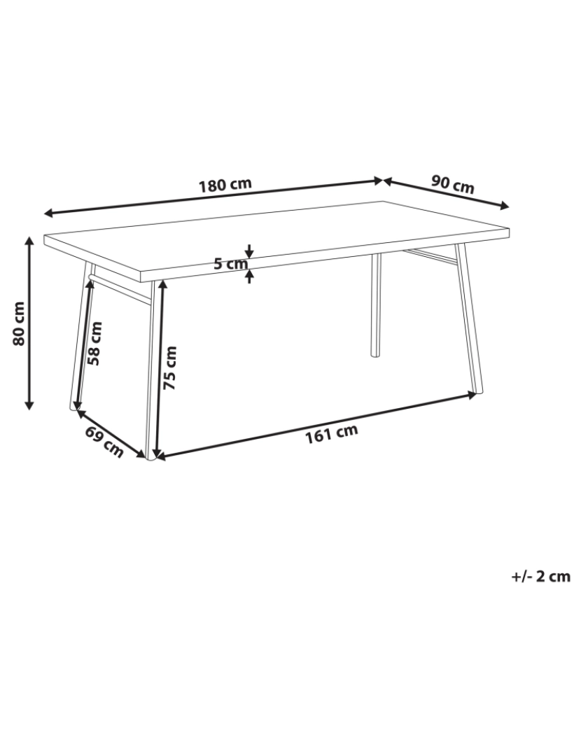 Beliani - Mesa de jantar em madeira clara e preta 180 x 90 cm IVORIE