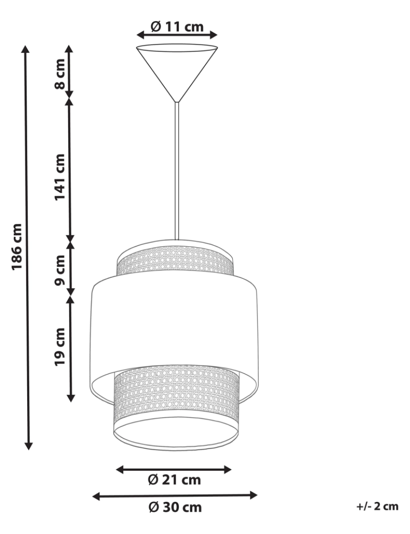 Beliani - Candeeiro de teto suspenso em rattan preto natural 186 cm BOERI