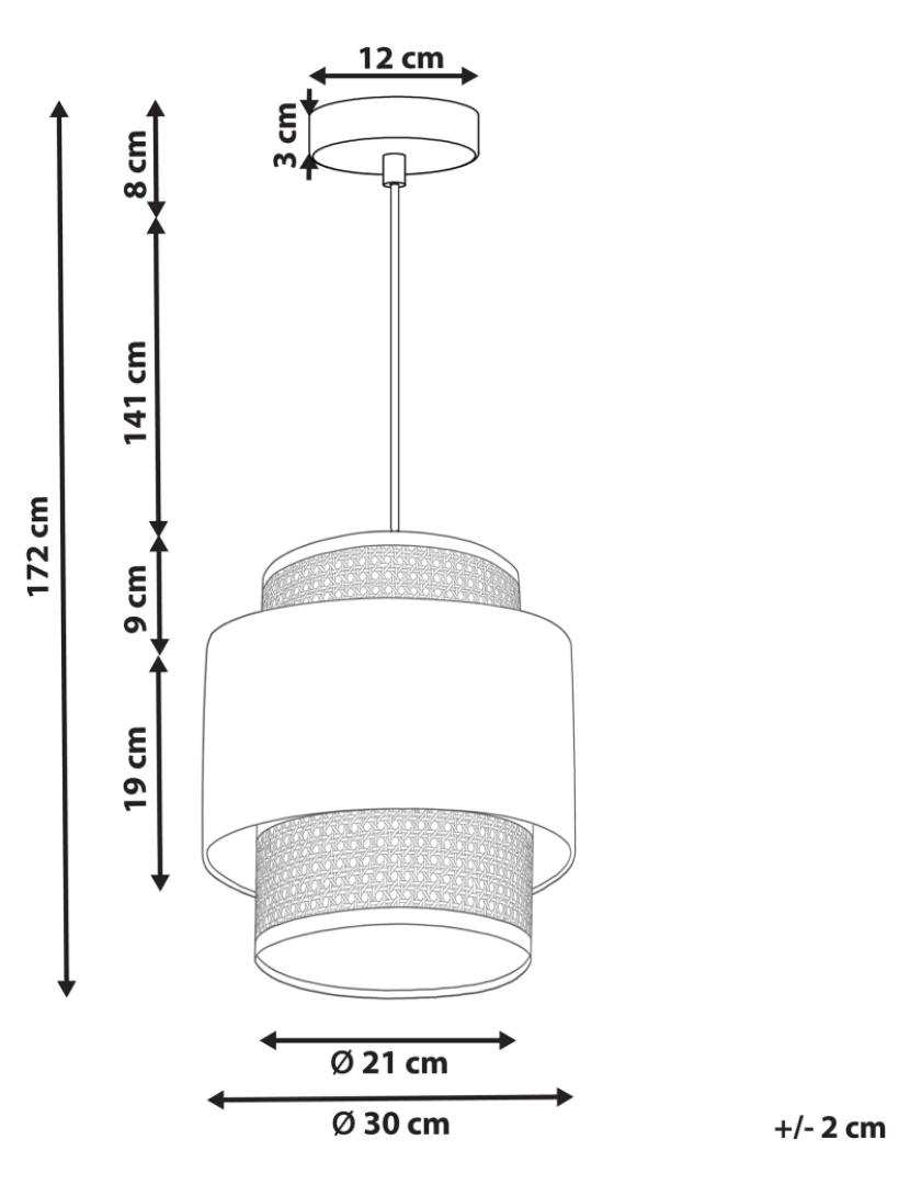 Beliani - Candeeiro de teto suspenso em rattan amarelo natural 174 cm BOERI