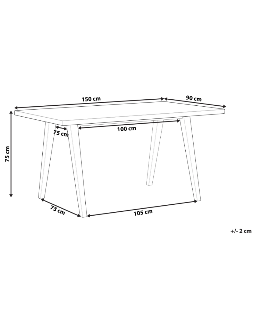 Beliani - Mesa de jantar em castanho claro e preto 150 x 90 cm LENISTER