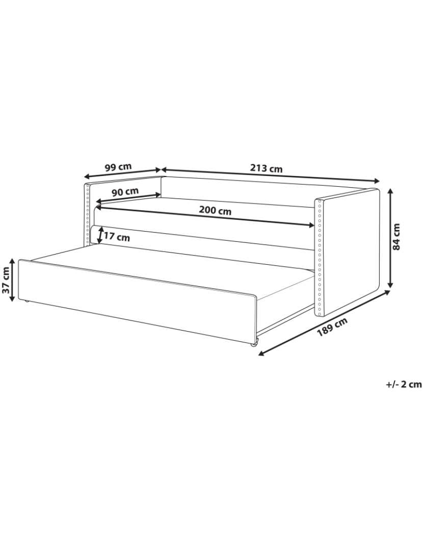 Beliani - Cama dupla em veludo rosa pastel 90 x 200 cm TROYES