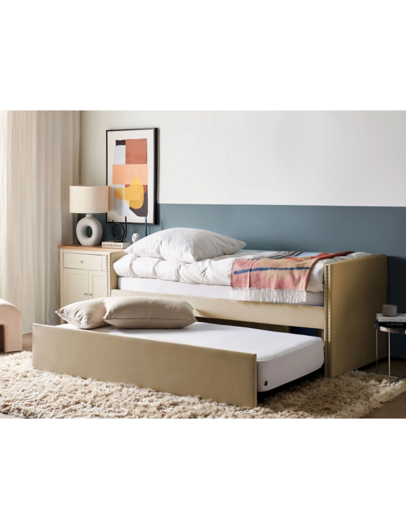 imagem de Cama dupla veludo creme 90 x 200 cm TROYES2