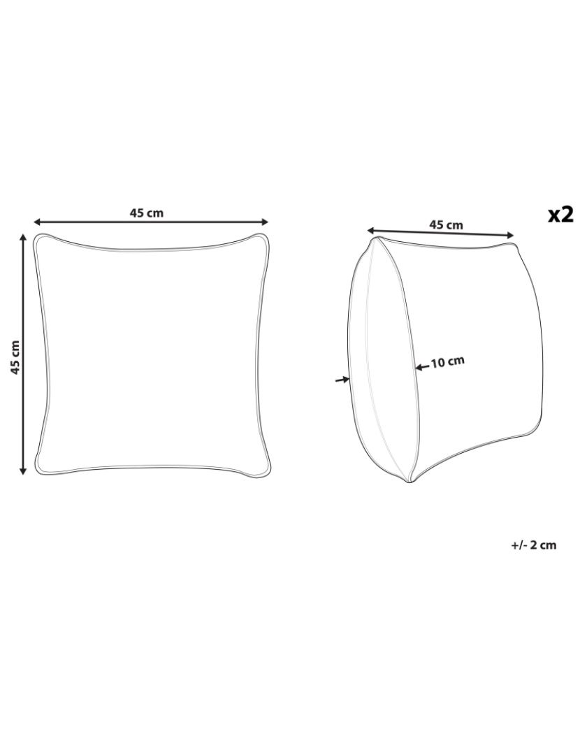 Beliani - Conjunto de 2 almofadas Veludo Rosa BAHIA 45 x 45 cm