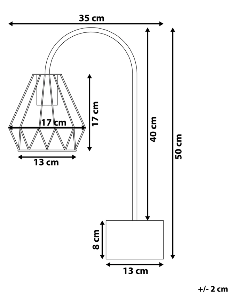 Beliani - Candeeiro de mesa branco e cor de cobre 50 cm MOONI