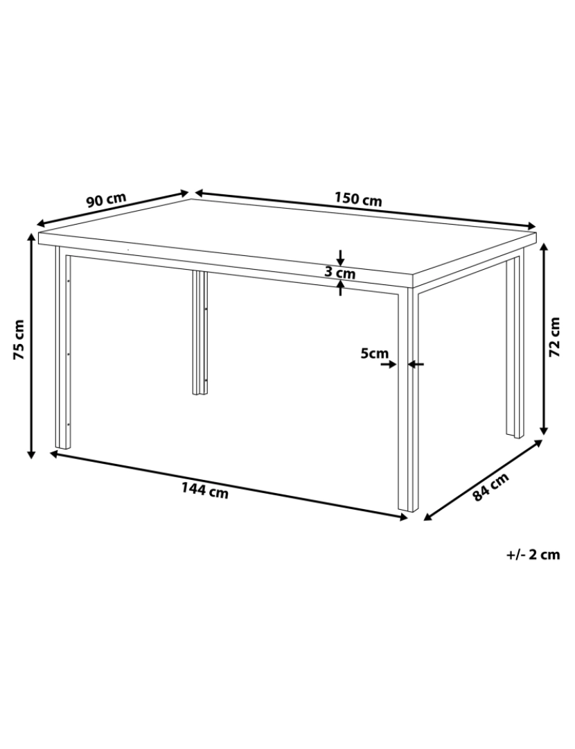 Beliani - Mesa de jantar efeito de madeira em metal 150 x 90 cm preto e castanho LAREDO