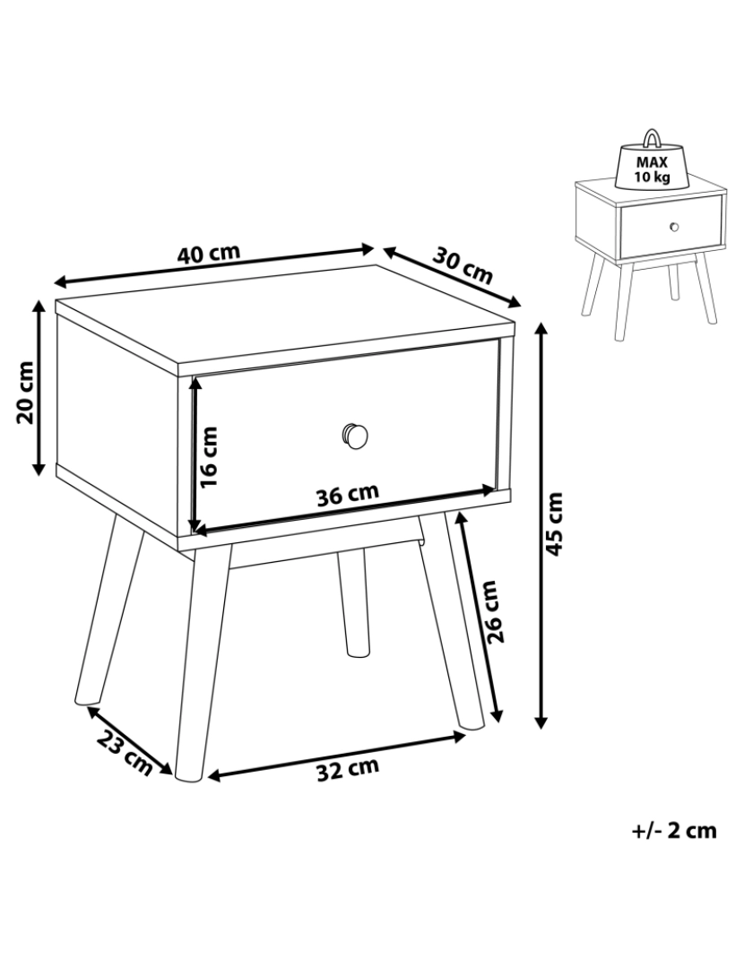 imagem de Mesa de cabeceira com gaveta Castanho claro ARVADA1