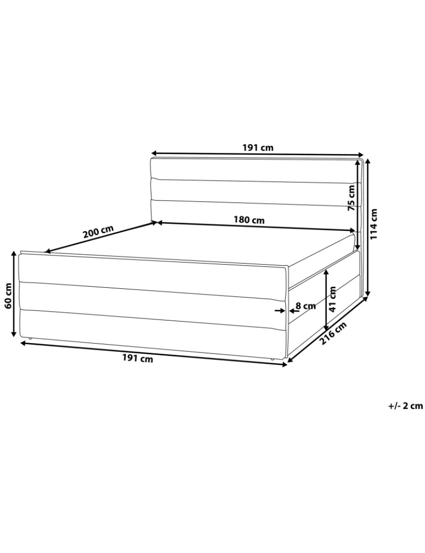 Beliani - Cama de casal em tecido cinzento escuro 180 x 200 cm VALBONNE