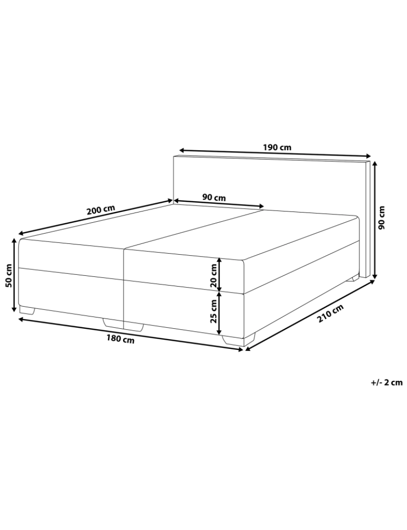 imagem de Cama de casal continental em pele sintética castanha 180 x 200 cm PRESIDENT1