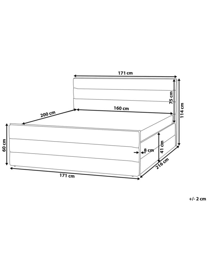 Beliani - Cama de casal em tecido cinzento escuro 160 x 200 cm VALBONNE