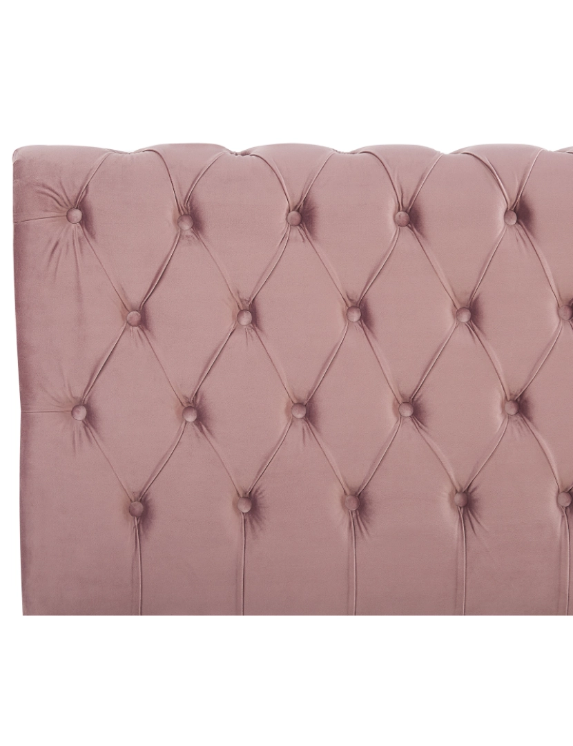 imagem de Cama de casal em veludo rosa 160 x 200 cm AVALLON4