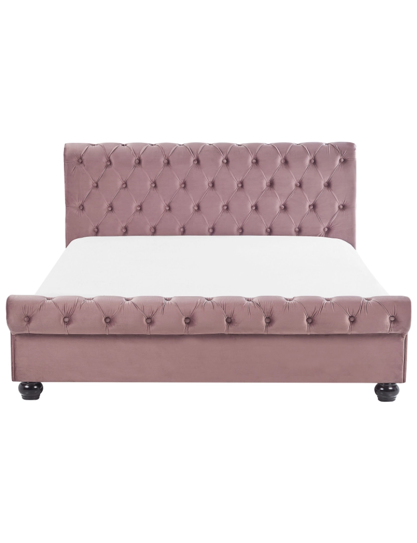 imagem de Cama de casal em veludo rosa 180 x 200 cm AVALLON4