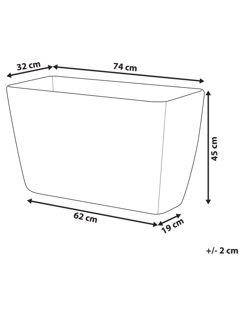 Beliani - Vaso para plantas em pedra cinzenta clara 74 x 32 x 45 cm BARIS