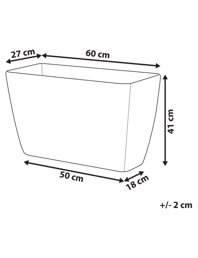 imagem de Vaso para plantas em pedra cinzenta clara 60 x 27 x 41 cm BARIS1