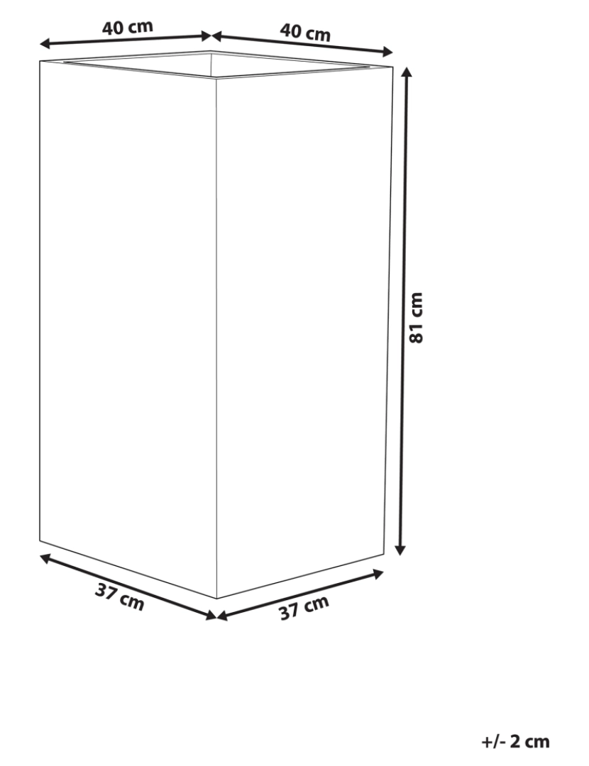 Beliani - Vaso para plantas em pedra castanha escura 40 x 40 x 81 cm GAZA