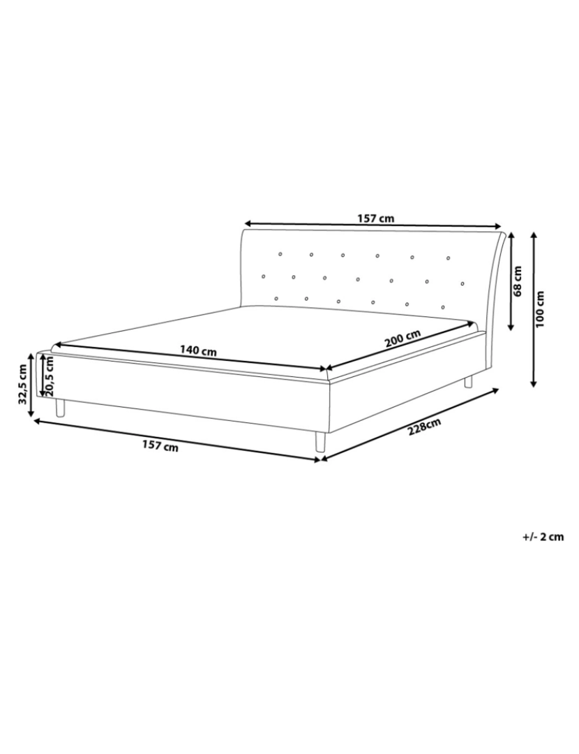 imagem de Cama de casal em tecido cinzento claro 140 x 200 cm SAVERNE1