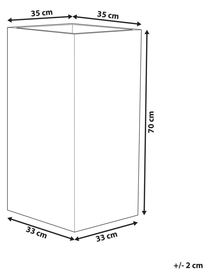 Beliani - Vaso para plantas em pedra castanha escura 35 x 35 x 70 cm GAZA