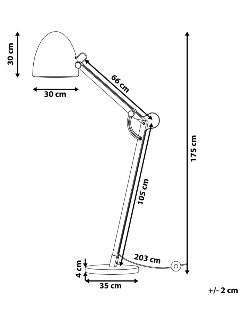 Beliani - Candeeiro de pé articulado em madeira e metal preto 175 cm HETTON