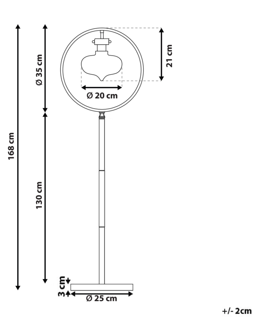 Beliani - Candeeiro de pé dourado 165 cm SEVERN