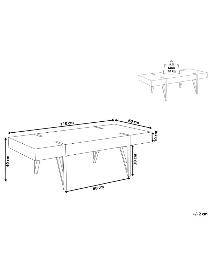 Beliani - Mesa de centro em castanho 60 x 110 cm ADENA